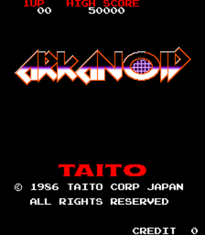 Arkanoid title screen.