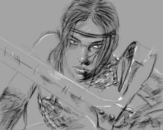 The First frame was a fast sketch made with the Brilliance's brightness/darkness option.